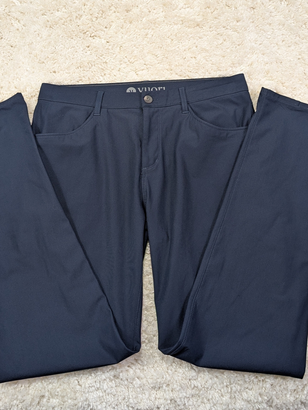 Vuori Navy Performance Pants with Zip Fly